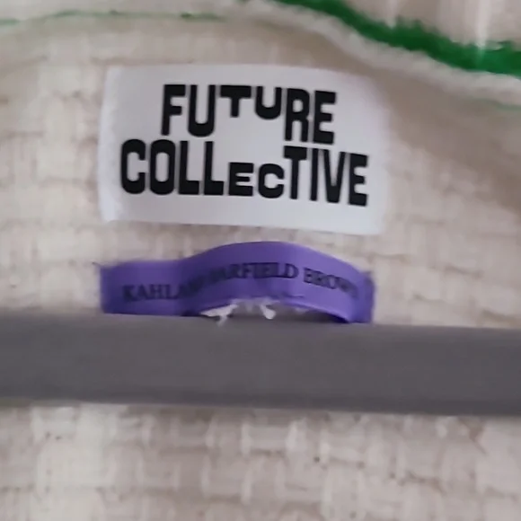 Cream Cardigan with Green Trim, The Future Collective, XL? - Picture 2 of 3